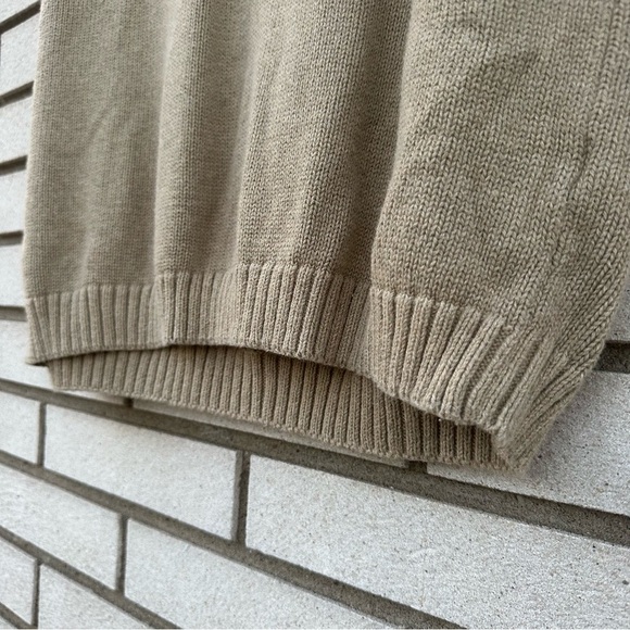 Lands End Beige Tan Cotton Knit V-Neck Sweater Vest - Picture 3 of 9